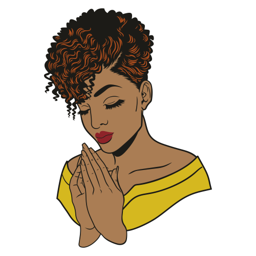 Black Woman Praying Silhouette Svg
