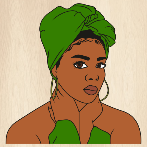 Beautiful-Black-Afro-Woman-Green-Svg