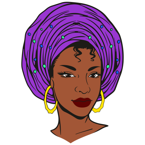 Black Queen With Head Wrap Turban Svg