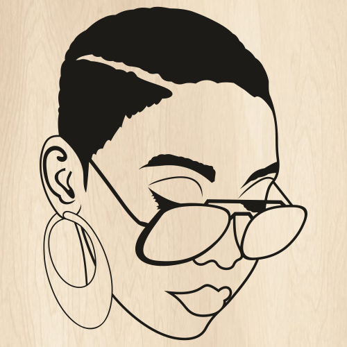 Black Woman With Glasses Face Svg