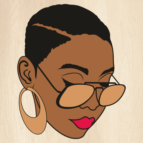 Black-Woman-Face-With-Glasses-Svg
