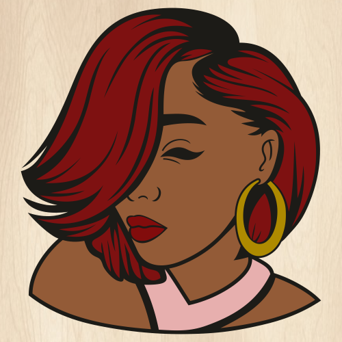 Black Woman Wink Doll Red Hair Svg