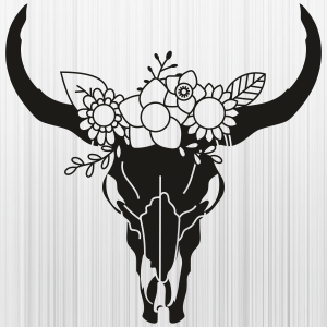 Cow Skull With Flower Svg