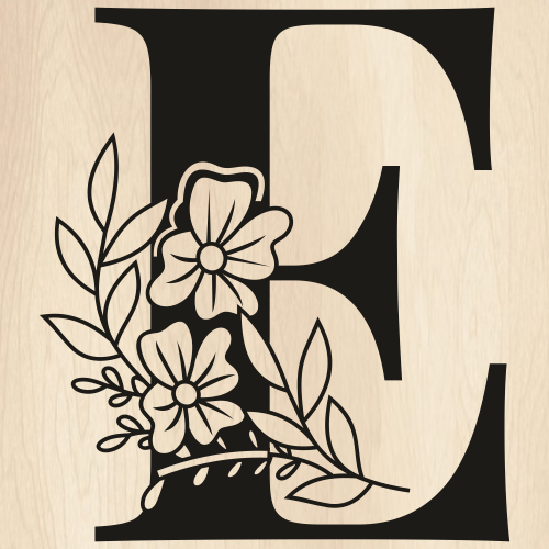 E-Floral-Capital-Alphabet-Svg