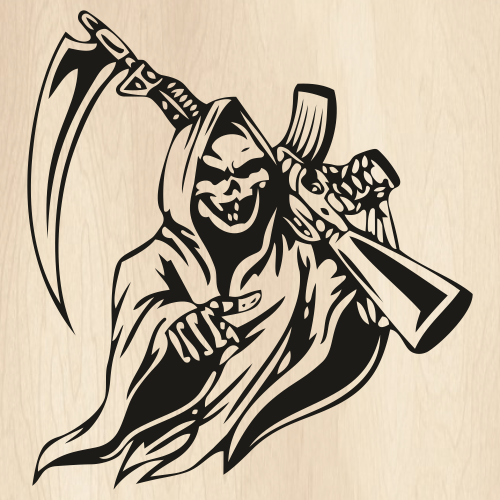 Grim Reaper AK 47 Rifle Skull Svg