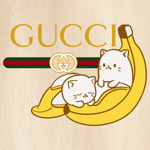Gucci Logo With Bananya Cat Svg
