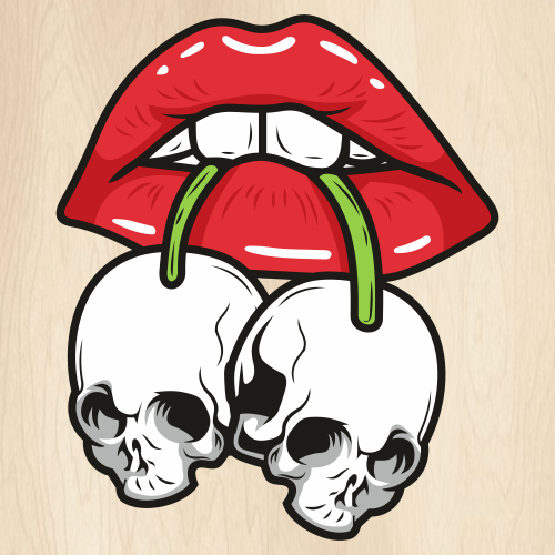 Lips-Biting-Skull-Cherry-SVG