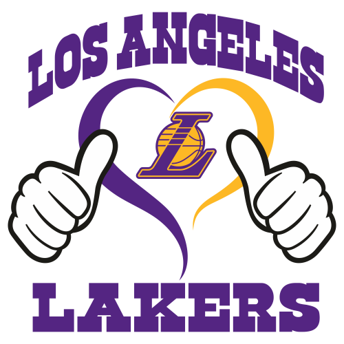 Los Angeles Lakers Heart Hand Svg