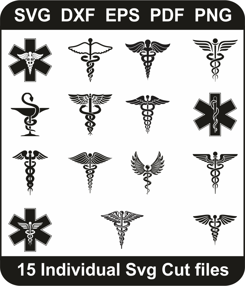 Download Medical Caduceus Symbol Svg Pack Medical Caduceus Symbol Svg Design Pack For Cricut Silhouette