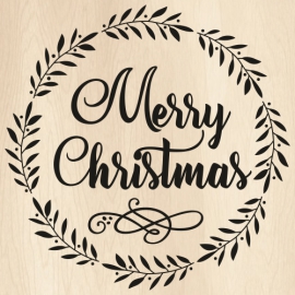 Merry Christmas Leaf Wreath Svg