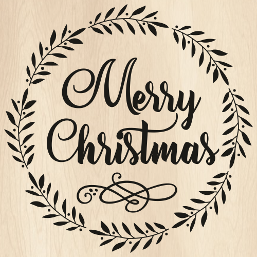 Merry Christmas Leaf Wreath SVG | Merry Christmas PNG | Christmas