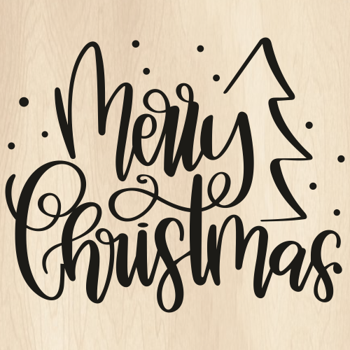Merry Christmas With Tree Svg