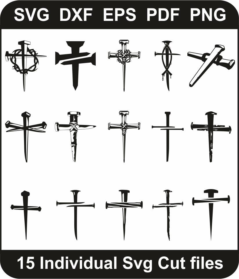 Download Nail Cross Svg Pack Cross With Nail Svg Design Pack For Cricut Silhouette