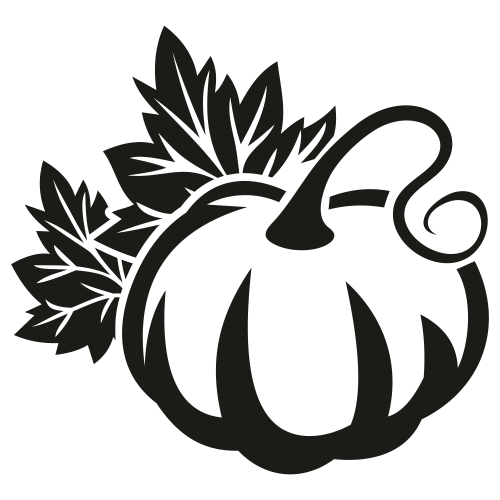 Pumpkin-With-Leaves-Halloween-Black-Svg-
