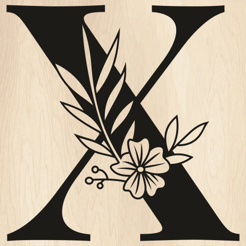 X Floral Capital Alphabet Svg